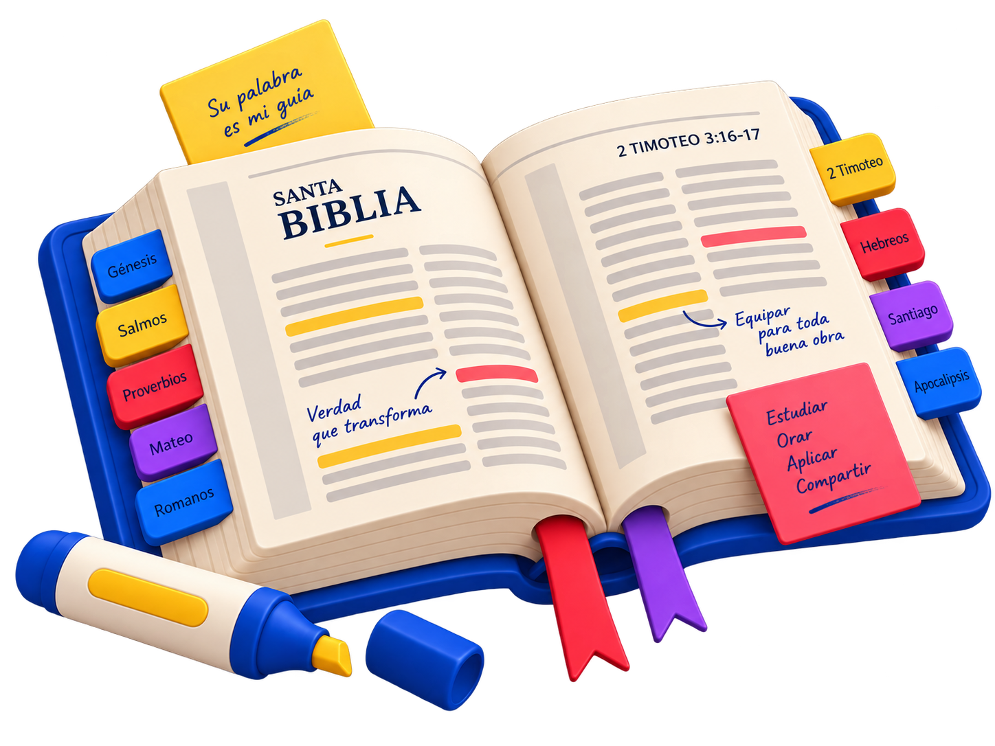 Biblia de estudio con notas y marcadores